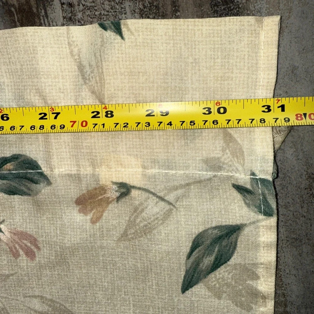 Vtg Cottage Window Curtains 2 Panels Beige Pink Lavender Flowers Floral USA
